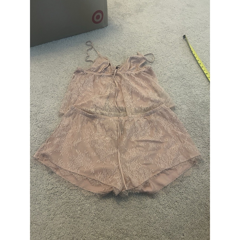 Victoria's Secret Satin & Lace Babydoll Cami Top/Shorts Pajama Set Size‎ XL Pink